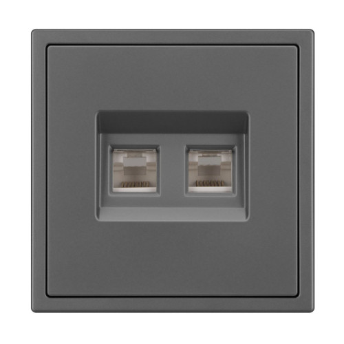 Механизм сдвоенной телефонной розетки Arlight SCT-NOBE-MTL2-SFPL-GR (RJ-11, 4C) (Серый базальт) 054311