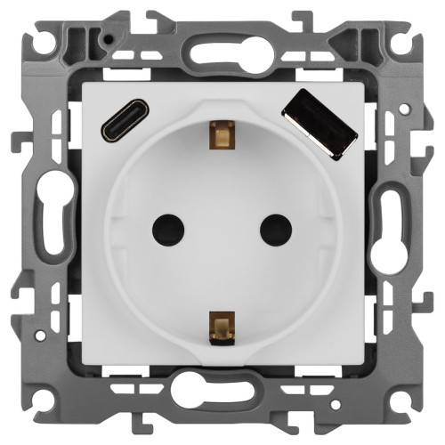Розетка со шторками с USB type-A+C Эра 12-4108-01М Б0067711