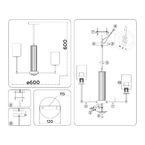 Люстра на штанге Ambrella Light High Light Modern LH56211