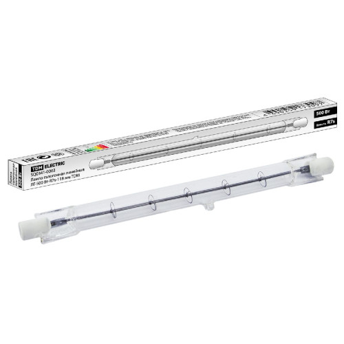 Лампа галогенная TDM Electric R7s 500W 2900K прозрачная SQ0341-0003