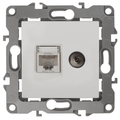 Розетка комбинированная RJ45+TV Эра 12-3110-01 Б0027441