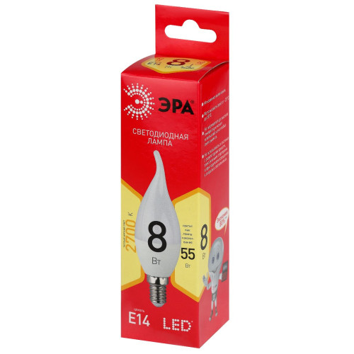 Лампа светодиодная Эра E14 8W 2700K LED BXS-8W-827-E14 R Б0051853