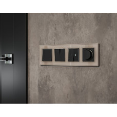 Комплект механизма 2-клавишного перекрестного выключателя 10A-250V Alfa Черный матовый Quant Ambrella Volt MA803030 (AP8030, VM125)