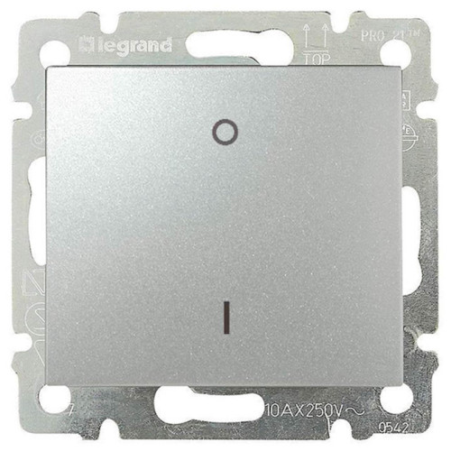 Выключатель одноклавишный трехполюсный Legrand Valena 10A 400V алюминий 770103
