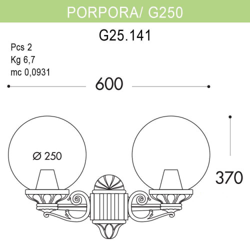 Уличный настенный светильник Fumagalli Porpora/G250 G25.141.000.WYE27