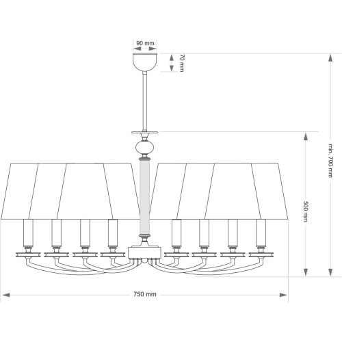 Люстра на штанге Kutek Rossano ROS-ZW-8(P/A)