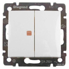 Переключатель двухклавишный Legrand Valena 10A 250V с подсветкой белый 774445