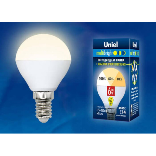 Лампа светодиодная (UL-00002373) Uniel E14 6W 3000K матовая LED-C37-6W/WW/E14/FR/MB PLM11WH