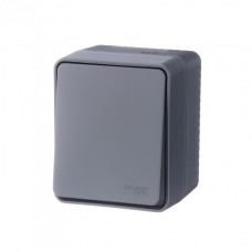 Переключатель 1-клавишный 10 АХ Systeme Electric AtlasDesign Profi54 Наруж Антрацит ATN544061