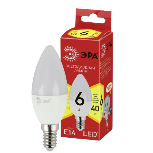Лампа светодиодная Эра E14 6W 2700K ECO LED B35-6W-827-E14 Б0020618