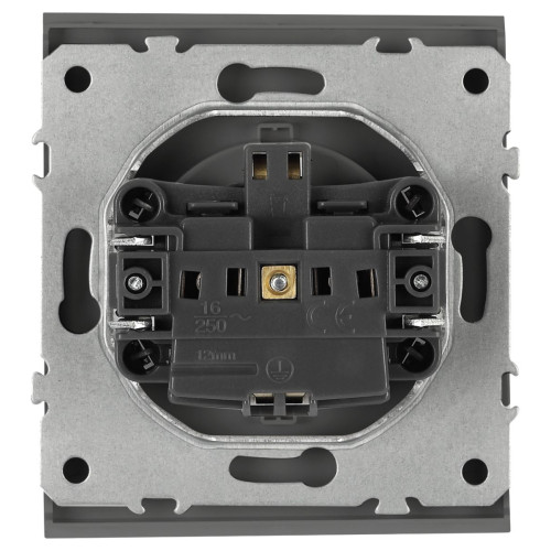 Розетка Эра Arktik 16-2103-06 с заземлением 2P+E Schuko со шторками с крышкой 16А-250В графит Б0070439