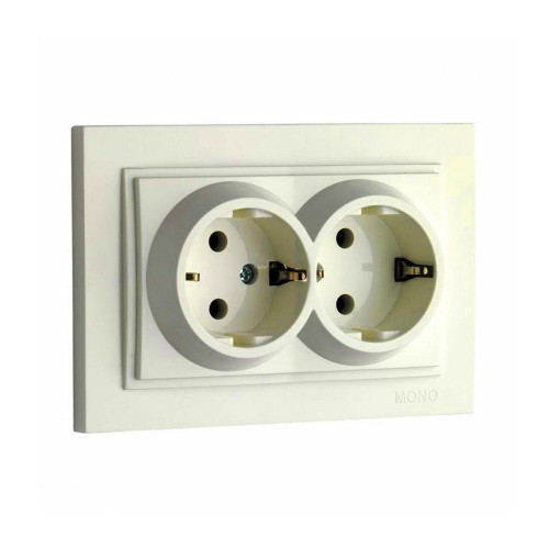 Розетка с заземлением двойная Mono Electric Despina 16А 250В крем 102-170004-120