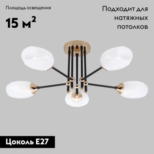 Потолочная люстра IMEX MD.4144-5-S-BK+FGD