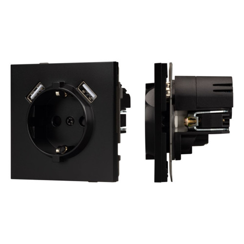 Механизм розетки с USB зарядкой Arlight SCT-TENDO-MUAA-PL-BK (230V, 16A) 054083 Механизм розетки с USB зарядкой Arlight SCT-TENDO-MUAA-PL-BK (230V, 16A) 054083