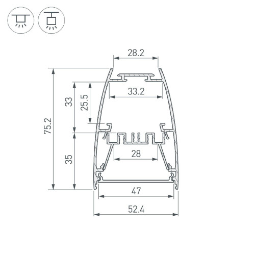 Алюминиевый профиль Arlight LINE-5075-U-HONEYCOMB-2000 BLACK 044885