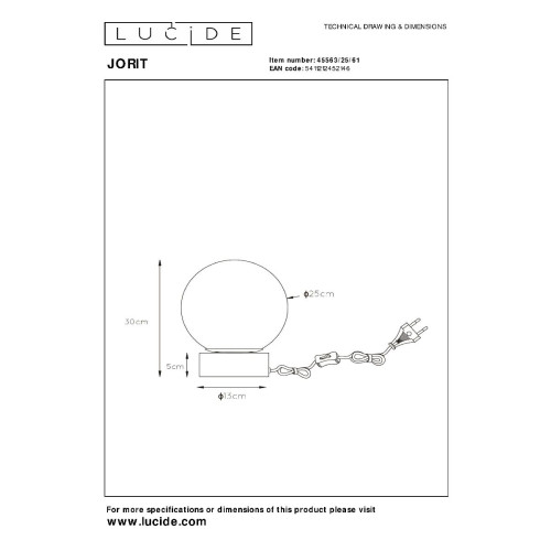 Настольная лампа Lucide Jorit 45563/25/61