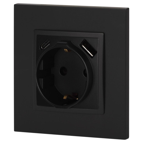 Розетка со шторками с USB type-A+C Эра Elegance 14-4108-05 Б0067724