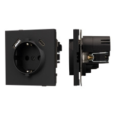 Механизм розетки с USB зарядкой Arlight SCT-TENDO-MUAC-SFPL-BK (230V, 16A) 054607 Механизм розетки с USB зарядкой Arlight SCT-TENDO-MUAC-SFPL-BK (230V, 16A) 054607