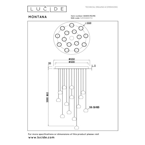 Каскадная люстра Lucide Montana 68400/92/96