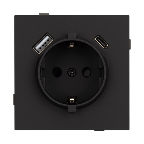 Механизм розетки с USB зарядкой Arlight SCT-TENDO-MUAC-SFPL-BK (230V, 16A) 054607