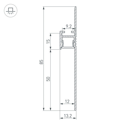 Профиль-плинтус для светодиодных лент и линеек Arlight ARH-PLINTUS-50-FANTOM-3000 RAL7044 (Алюминий) 041776