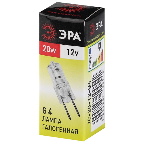 Лампа галогенная Эра G4 20W 3000K G4-JC-20W-12V C0027369