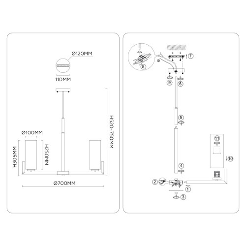 Люстра на штанге Ambrella Light High Light Modern LH56064