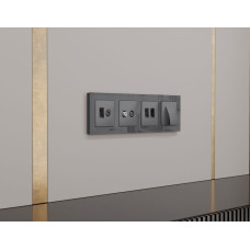 Комплект механизма розетки компьютерной + TV оконечной RJ-45 с автоматической защитной шторкой Alfa Антрацит серый Ambrella Volt MA662510 (AP6625, VM195)