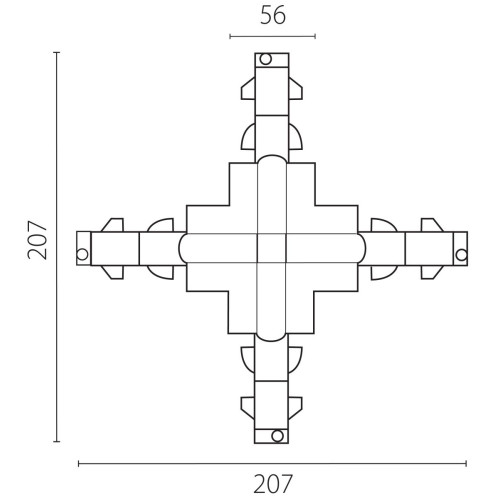 Соединение крестовое встраиваемое с подводом питания к треку 5030xx-DALI Lightstar Quattro/DALI/ 503147-R-DALI