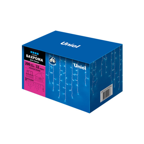 Светодиодная гирлянда (UL-00002329) Uniel бахрома 230V синий ULD-B3010-200/SWK Blue IP67