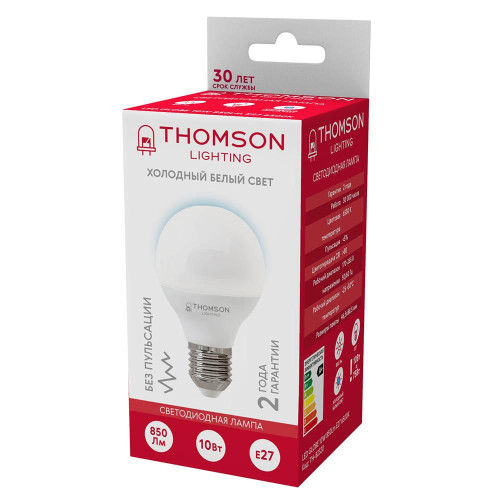 Лампа светодиодная Thomson E27 10W 6500K шар матовый TH-B2320