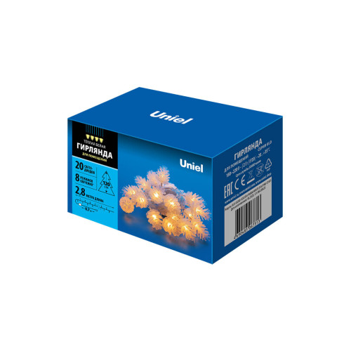 Светодиодная гирлянда (09582) Uniel шишки 220V белый ULD-S0280-020/DTA Warm White IP20 PINE CONES