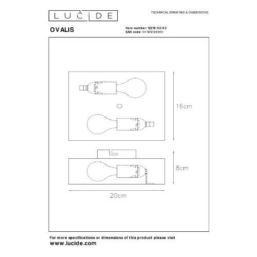 Настенный светильник Lucide Ovalis 12219/02/02