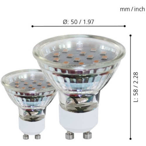 Лампа светодиодная Eglo GU10 3W 3000K прозрачная 11427