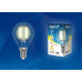 Лампа светодиодная филаментная (UL-00003250) Uniel E14 7,5W 3000K прозрачная LED-G45-7,5W/WW/E14/CL GLA01TR