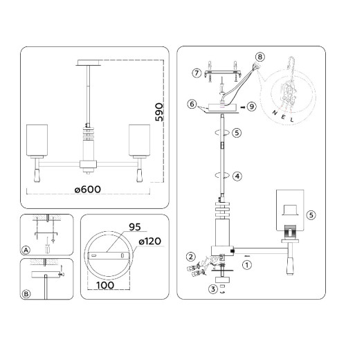 Люстра на штанге Ambrella Light High Light Modern LH56251