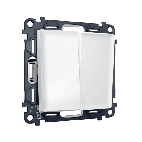 Комплект механизма 2-клавишного перекрестного выключателя 10A-250V Alfa Белый матовый Quant Ambrella Volt MA123030 (AP1230, VM125)