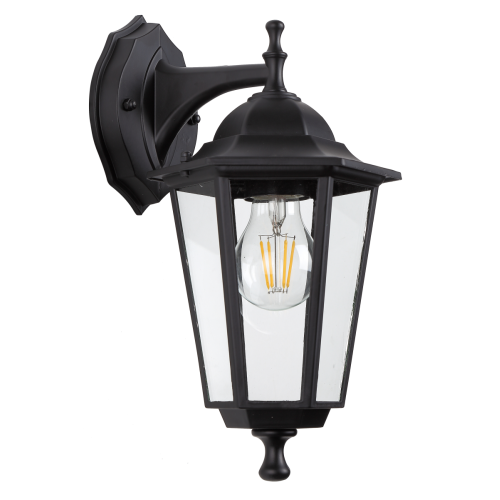 Уличный настенный светильник ЭРА Веледа GBW-104-1-BL-0360 230В Е27 IP54 чёрный вниз Б0071477