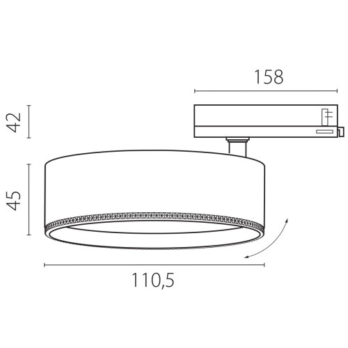 Трековый трехфазный светильник Quattro LED 60G с адаптером Lightstar Alta Pro A5636QT60G
