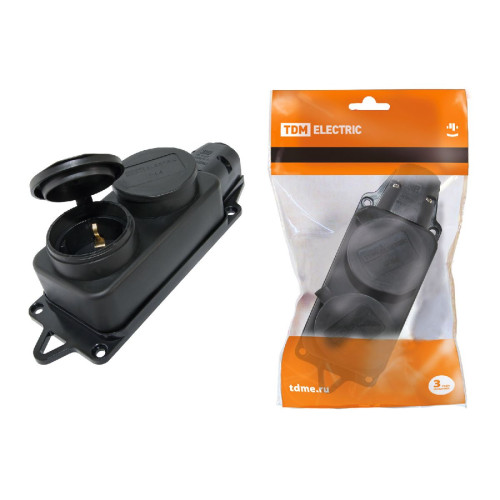 Розетка двухместная с заглушками TDM Electric SQ0612-0010