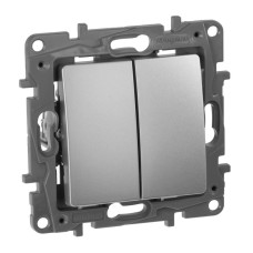 Выключатель двухклавишный Legrand Etika 10A 250V алюминий 672402