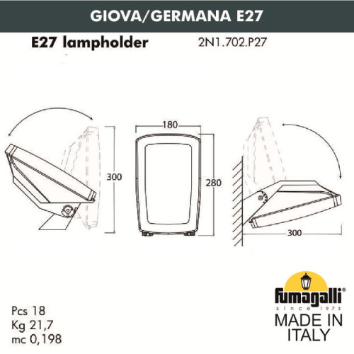 Уличный настенный светильник Fumagalli 2N1.702.000.AYF1R