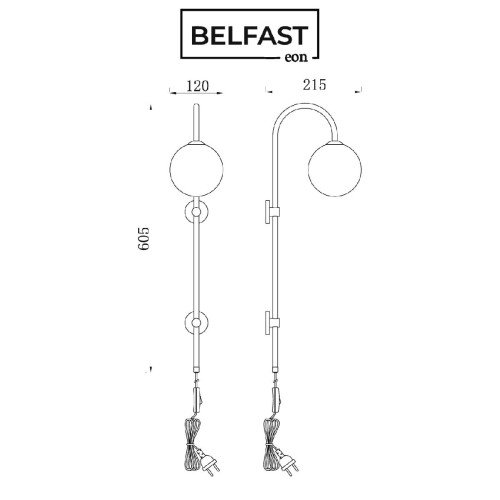 Бра Belfast Bryson 85043-1W BR MT