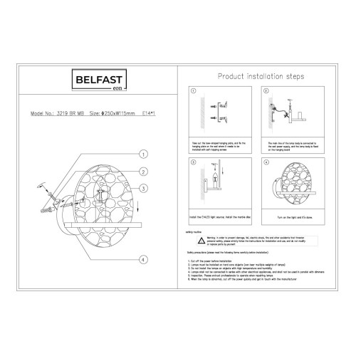 Настенный светильник Belfast Ravenhill 3219 BR MB