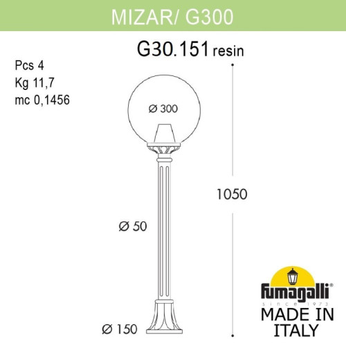 Садовый светильник Fumagalli G30.151.000.AYE27