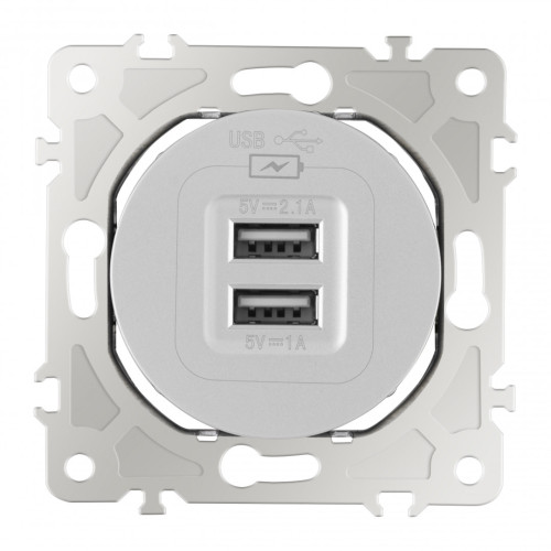 Розетка USB 2.1А+1А Arte Milano 202.46-1.silver