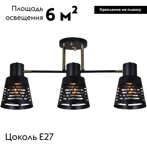Потолочная люстра Reluce 06074-3.3-03 BK+FG