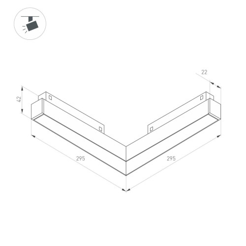 Трековый магнитный светильник Arlight MAG-ORIENT-FLAT-ANGLE-L295-18W Warm3000 (BK, 100 deg, 48V) (IP20 Металл) 060731