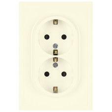 Розетка Эра Galaxy 15-2105-02 с заземлением двойная 2X2P+E Schuko со шторками IP20 16А-250В слоновая кость Б0070699