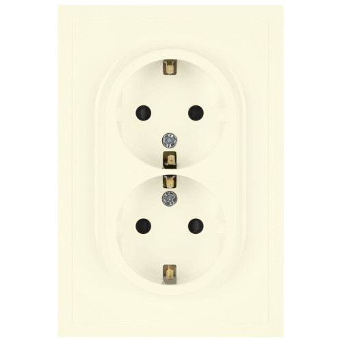 Розетка Эра Galaxy 15-2105-02 с заземлением двойная 2X2P+E Schuko со шторками IP20 16А-250В слоновая кость Б0070699